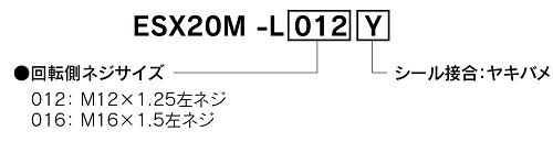 工作機械用ロータリージョイントESX20M-Lシリーズの型式説明図