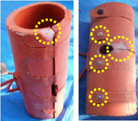 断熱材欠落部の補修及び止金(フック、バンド)の補修も実施できます。mks型式:9635-1075は、補修後10年以上ご使用頂けております。